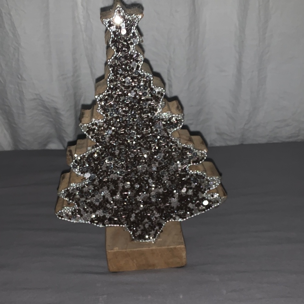 Wooden  Sequin covered handmade wooden Christmas Tree Decor
